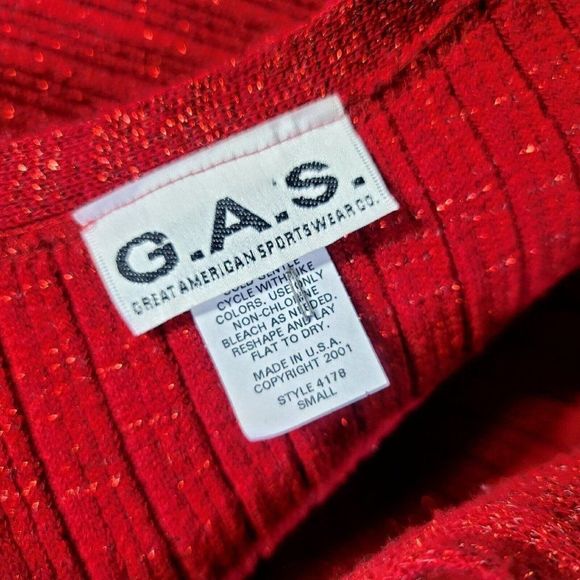 Vintage Y2K Great‎ American Sportswear Red Metallic Ribbed Knit Sleeveless Dress - Picture 7 of 8